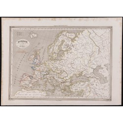 Gravure de 1840 - Carte de l'Europe (400-500) - 1