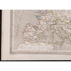 Gravure de 1840 - Carte de l'Europe (400-500) - 4