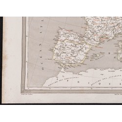 Gravure de 1840 - Carte géographique de l'Empire de Charlemagne - 4