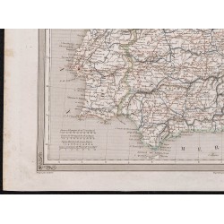 Gravure de 1840 - Carte de l'Espagne et Portugal - 4