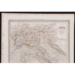Gravure de 1840 - Carte géographique de l'Italie - 2