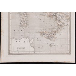 Gravure de 1840 - Carte géographique de l'Italie - 3