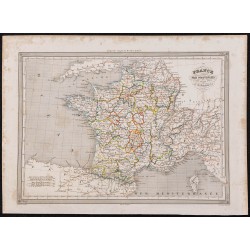Gravure de 1840 - Carte des provinces françaises - 1