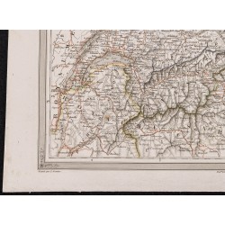 Gravure de 1840 - Carte géographique de la Suisse - 4