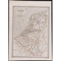 Gravure de 1840 - Carte de la Hollande et de la Belgique - 1