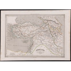 Gravure de 1840 - Carte géographique de la Turquie - 1