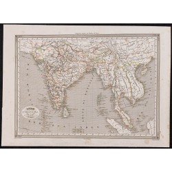 Gravure de 1840 - Carte géographique de l'Inde - 1