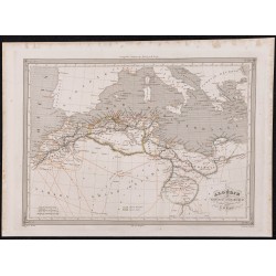 Gravure de 1840 - Carte de l'Algérie et du Maghreb - 1