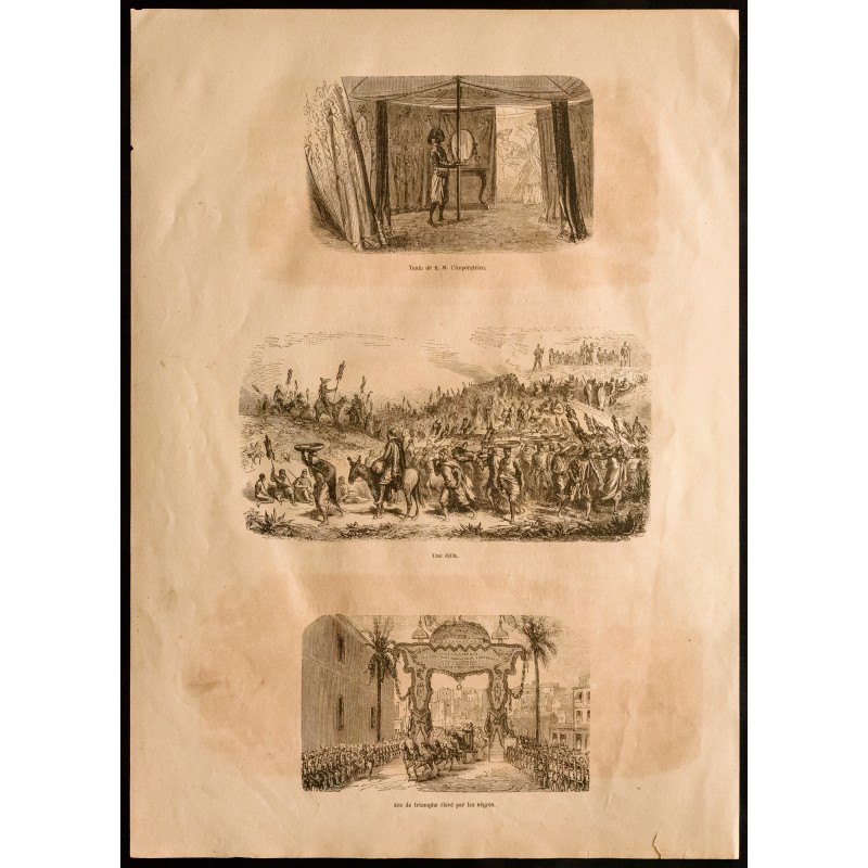 Gravure de 1860 - Afrique - Une dilla - Arc de triomphe - 1