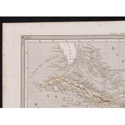 Gravure de 1840 - Carte géographique des Antilles - 2