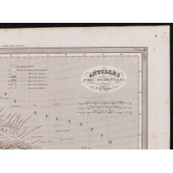Gravure de 1840 - Carte géographique des Antilles - 3