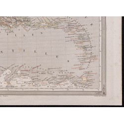 Gravure de 1840 - Carte géographique des Antilles - 5