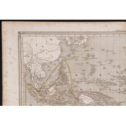 Gravure de 1840 - Carte géographique de l'Océanie - 2