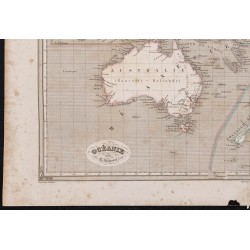 Gravure de 1840 - Carte géographique de l'Océanie - 4