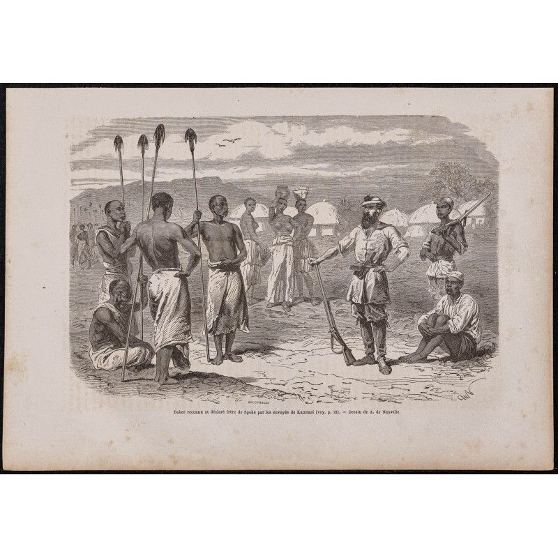 Gravure de 1867 - Sir Samuel Baker en Ouganda - 1