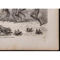 Gravure de 1867 - Danse indigène en Ouganda - 5