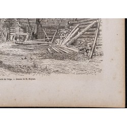 Gravure de 1867 - Village russe sur le bord de la Volga - 5