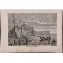 Gravure de 1867 - Pécheurs sur la Volga - 1