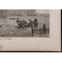 Gravure de 1867 - Pécheurs sur la Volga - 5