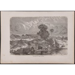 Gravure de 1867 - Village de Tabatinga au Brésil - 1