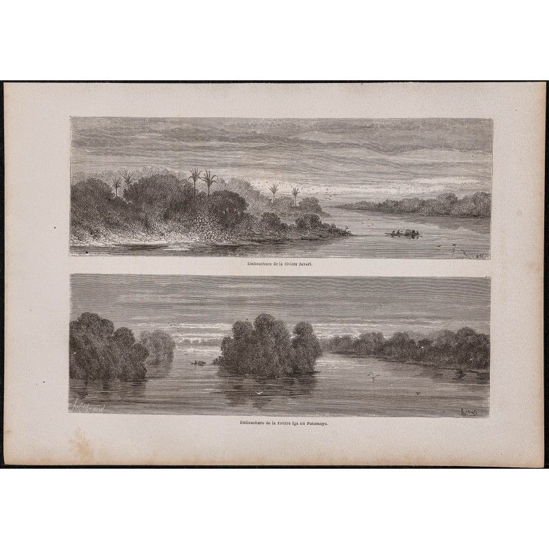 Gravure de 1867 - Rio Javari et Río Putumayo - 1