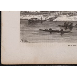 Gravure de 1867 - Village sur l'Amazone - 4