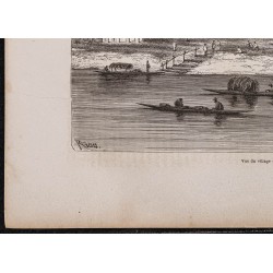Gravure de 1867 - Village sur l'Amazone - 4
