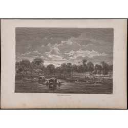 Gravure de 1867 - Village de Tonantins en Amazonie - 1