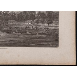 Gravure de 1867 - Village de Tonantins en Amazonie - 5