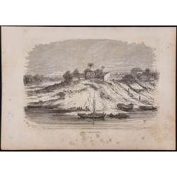 Gravure de 1867 - Village de Fonte Boa en Amazonie - 1