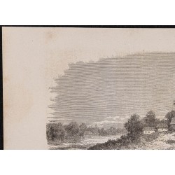Gravure de 1867 - Village de Fonte Boa en Amazonie - 2