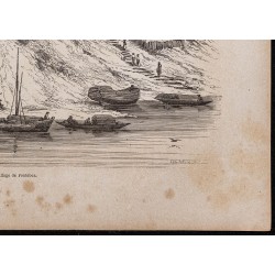 Gravure de 1867 - Village de Fonte Boa en Amazonie - 5