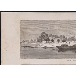 Gravure de 1867 - Alvarães et Téfé en Amazonie - 2