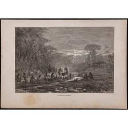 Gravure de 1867 - Banquet indien en Amazonie - 1