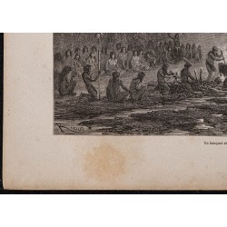 Gravure de 1867 - Banquet indien en Amazonie - 4
