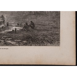 Gravure de 1867 - Banquet indien en Amazonie - 5