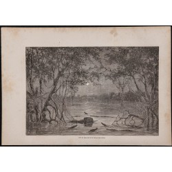Gravure de 1867 - Effet de Lune sur le lac Juteca - 1