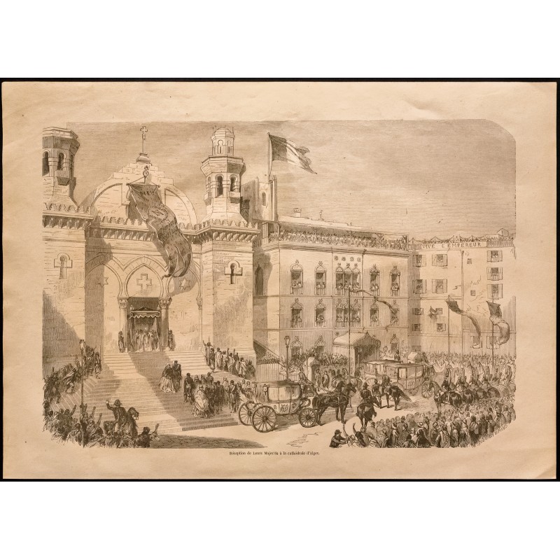 Gravure de 1860 - Algérie - Cathédrale d'Alger - 1