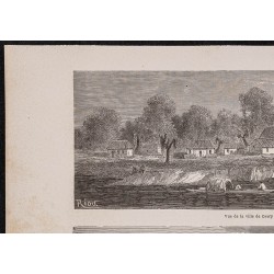 Gravure de 1867 - Ville de Coari en Amazonie - 2