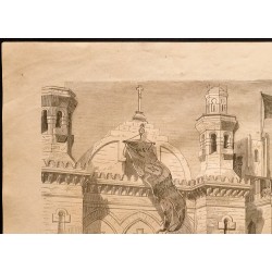Gravure de 1860 - Algérie - Cathédrale d'Alger - 2