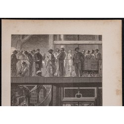 Gravure de 1867 - Descente des mineurs au Creusot - 2