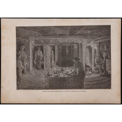 Gravure de 1867 - Déjeuner dans la mine - 1