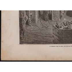 Gravure de 1867 - Déjeuner dans la mine - 4