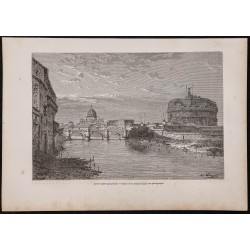 Gravure de 1867 - Château Saint-Ange à Rome - 1