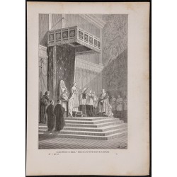 Gravure de 1867 - Pape Pie IX à la chapelle Sixtine - 1