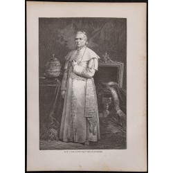 Gravure de 1867 - Portrait du pape Pie IX - 1