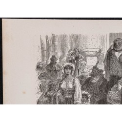 Gravure de 1867 - Paysans sur les marches de Saint-Pierre - 2