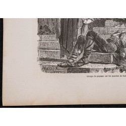 Gravure de 1867 - Paysans sur les marches de Saint-Pierre - 4