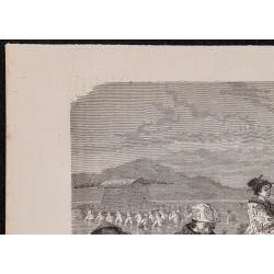 Gravure de 1867 - Passage d'un gué avec porteurs - 2