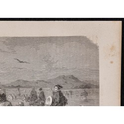 Gravure de 1867 - Passage d'un gué avec porteurs - 3